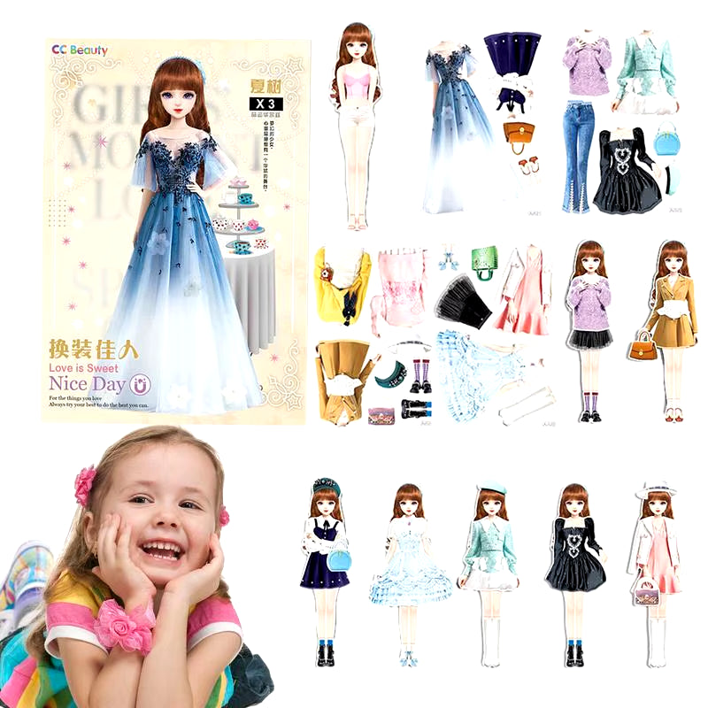 Creative Fashion Magnetic Dress up Dolls Safe and Harmless Princess Dress up Doll Set Portable Princess Dress up Paper Doll Gift