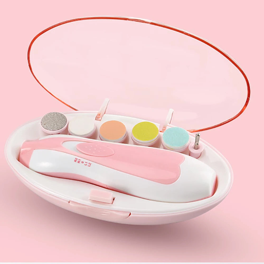 Electric Nail Polisher Baby Blue Powder 6-Piece Electric Nail Clipper Baby Nail Clipper Manicure Set Baby Newborns Baby Care Kit