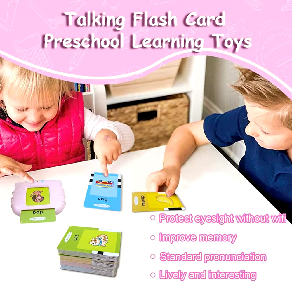 Kids Learning English Flash Card Reading Machine Educational Audio Electronic Card Book Montessori Language Toy for Home School