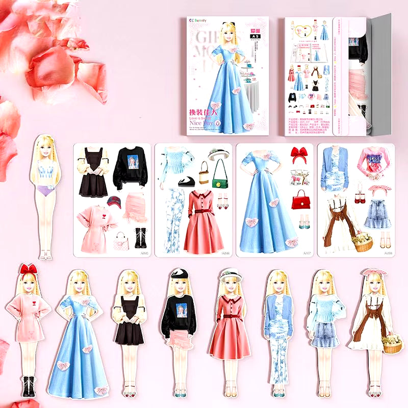 Creative Fashion Magnetic Dress up Dolls Safe and Harmless Princess Dress up Doll Set Portable Princess Dress up Paper Doll Gift