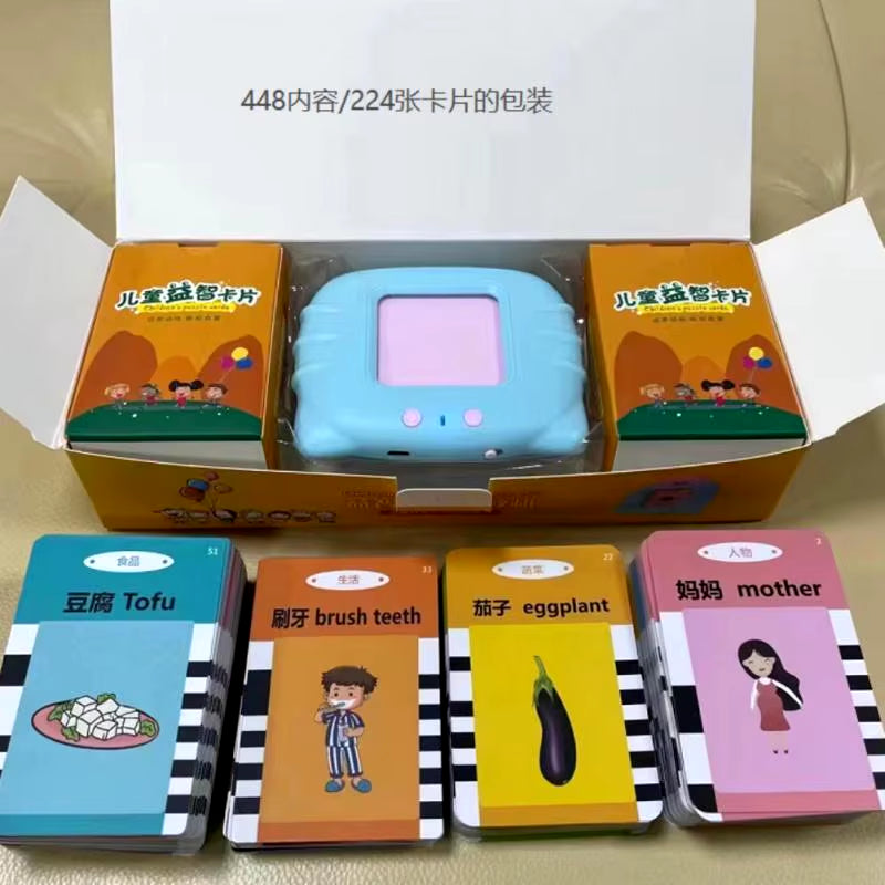 Kids Learning English Flash Card Reading Machine Educational Audio Electronic Card Book Montessori Language Toy for Home School