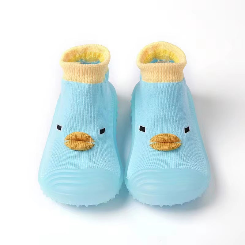 Spring Autumn Toddler First Walker Baby Girls Boys Non-Skid Cartoon Ducks Sock Shoes Kids 1-3Y Candy Color Cotton Floor Shoes