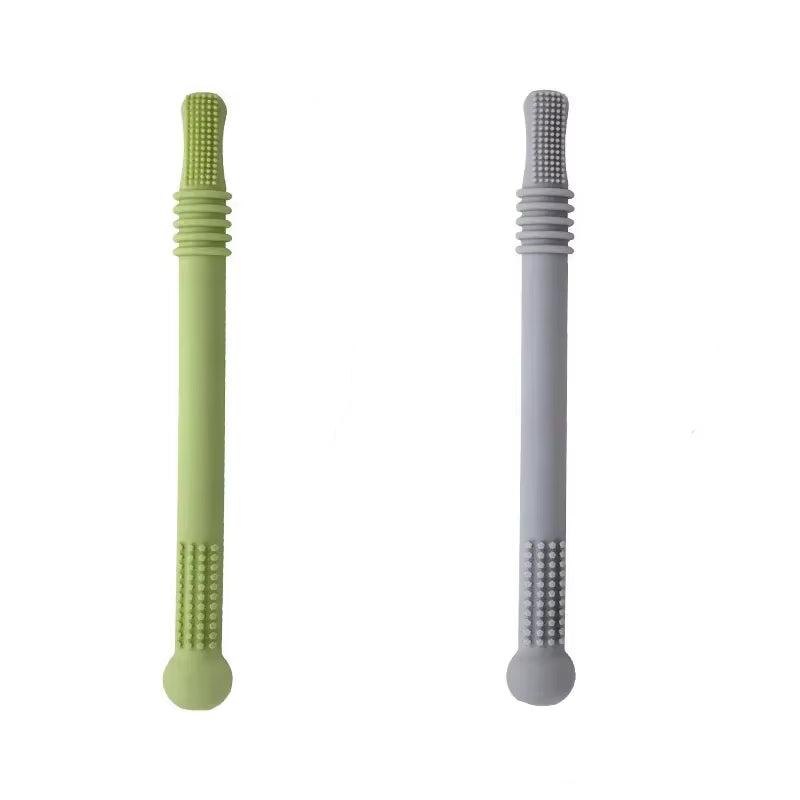 Baby Chewable Safe Toy Silicone Molar Straw Baby Teether Baby Teething Toys Molar Silicone Handle Baby Safety Toy