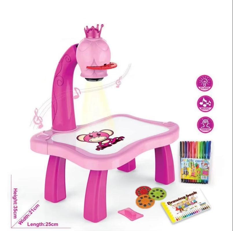 Children Led Projector Art Drawing Table Toy Kids Painting Board Desk Arts Crafts Educational Learning Paint Tools Toy for Girl