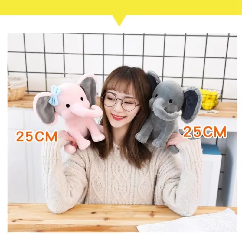 25Cm Gray Elephant Stuffed Plush Toys Kawaii Animals Soft Sleeping Stuffed Pillow Doll Plushie for Baby Room Decorative Gifts