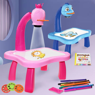 Children Led Projector Art Drawing Table Toy Kids Painting Board Desk Arts Crafts Educational Learning Paint Tools Toy for Girl