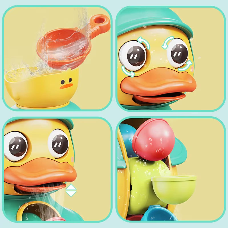 Baby Duck Shower Toy Cute Cartoon Rotating Water Car Suction Cup Bathtub Sprinkler Children'S Water Playing Sprinkler Big Duck