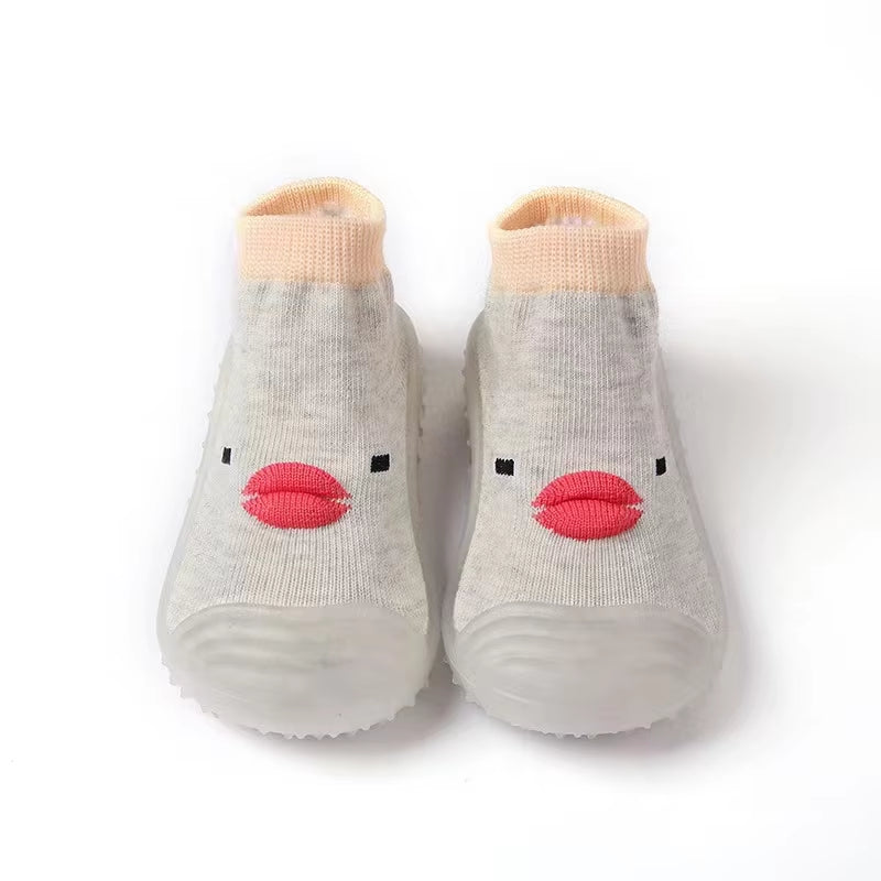 Spring Autumn Toddler First Walker Baby Girls Boys Non-Skid Cartoon Ducks Sock Shoes Kids 1-3Y Candy Color Cotton Floor Shoes