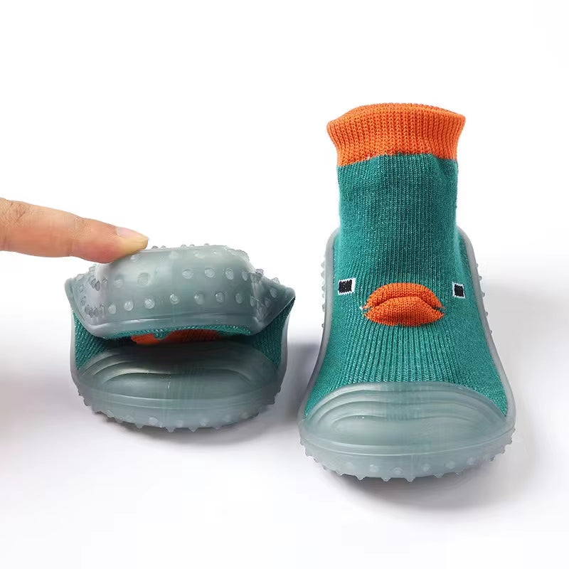 Spring Autumn Toddler First Walker Baby Girls Boys Non-Skid Cartoon Ducks Sock Shoes Kids 1-3Y Candy Color Cotton Floor Shoes