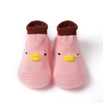 Spring Autumn Toddler First Walker Baby Girls Boys Non-Skid Cartoon Ducks Sock Shoes Kids 1-3Y Candy Color Cotton Floor Shoes
