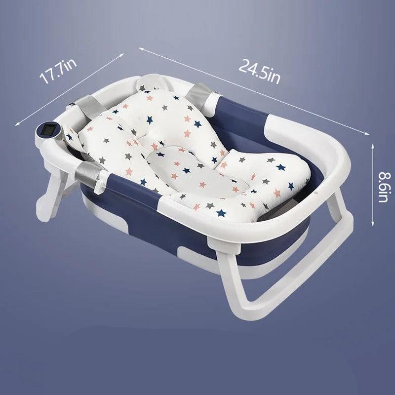 Real-Time Temperature Silicone Baby Take a Bath Bathtub Non-Slip Foot Bath Bucket Folding Bathroom with Temperature Sensing