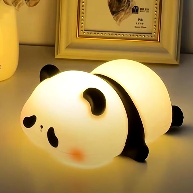 Cute Panda LED Night Light Soft Silicone Lamp Rechargeable Table Night Lamp Dimmable Bedroom Sleeping Night Lights for Kids Gift