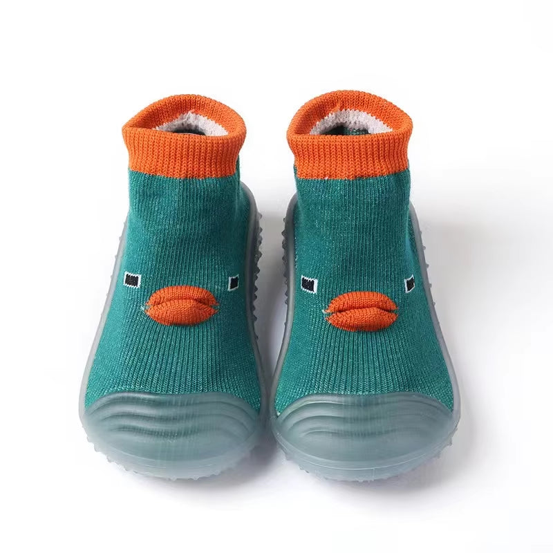 Spring Autumn Toddler First Walker Baby Girls Boys Non-Skid Cartoon Ducks Sock Shoes Kids 1-3Y Candy Color Cotton Floor Shoes