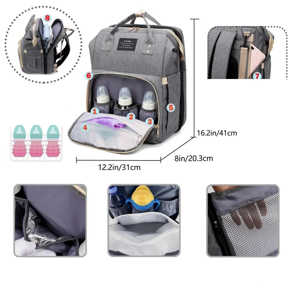 Mommy Bag Lightweight Portable Folding Crib Bed Large-Capacity Travel Maternity Bags Baby Backpack Female Mommy Outting Bag