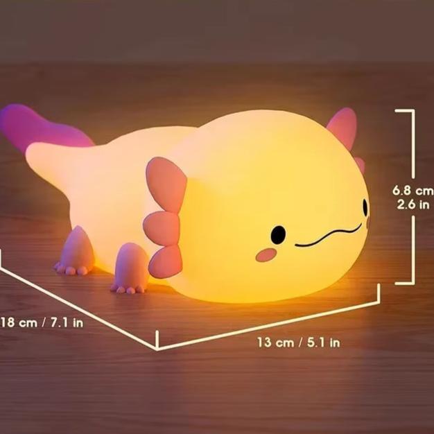Cute Axolotl Night Light Silicone Nursery Sleeping Lamp Control Nightlights USB Rechargeable Table Lamp Baby Child