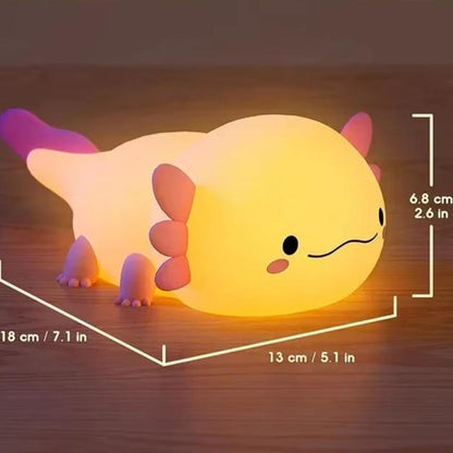 Cute Axolotl Night Light Silicone Nursery Sleeping Lamp Control Nightlights USB Rechargeable Table Lamp Baby Child