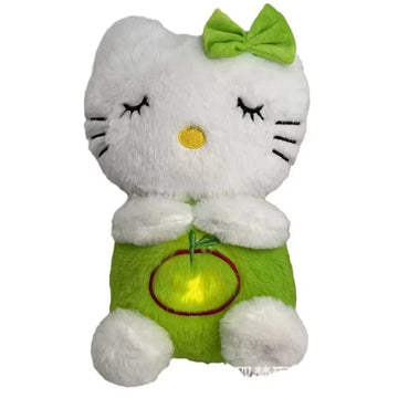 Sanrio Breathing Hello Kitty Glowing Soothing Doll Cartoon Anime Kt Cat Doll Accessories Room Decoration Kawaii Baby Toy Gift