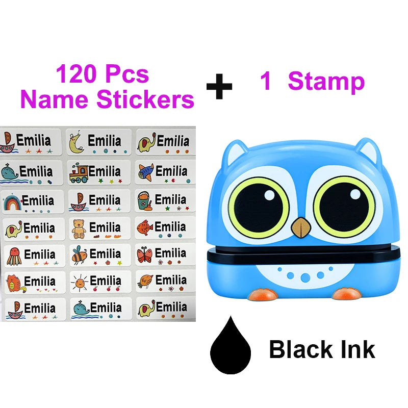 Customized Name Stamp Paints Personal Student Child Baby Engraved Waterproof Non-Fading Kindergarten Name Seal Black White Ink