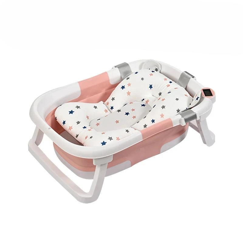 Real-Time Temperature Silicone Baby Take a Bath Bathtub Non-Slip Foot Bath Bucket Folding Bathroom with Temperature Sensing
