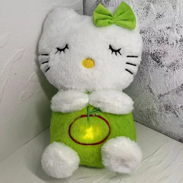 Sanrio Breathing Hello Kitty Glowing Soothing Doll Cartoon Anime Kt Cat Doll Accessories Room Decoration Kawaii Baby Toy Gift