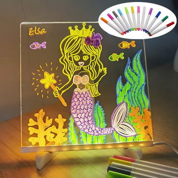 Personalized LED Lamp Acrylic Message Note Board Erasable USB Children‘S Drawing Board Bedroom Night Light Birthday Kids Gift