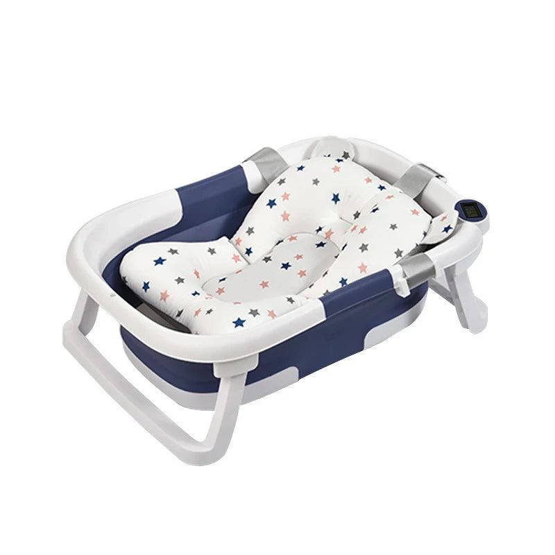 Real-Time Temperature Silicone Baby Take a Bath Bathtub Non-Slip Foot Bath Bucket Folding Bathroom with Temperature Sensing