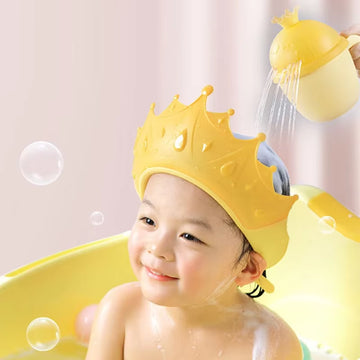 Baby Swim Shower Cap Bath Shampoo Cup Adjustable Eye Protection Head Water Cover Baby Care Wash Hair Shower Cap for 0-6Y Kids