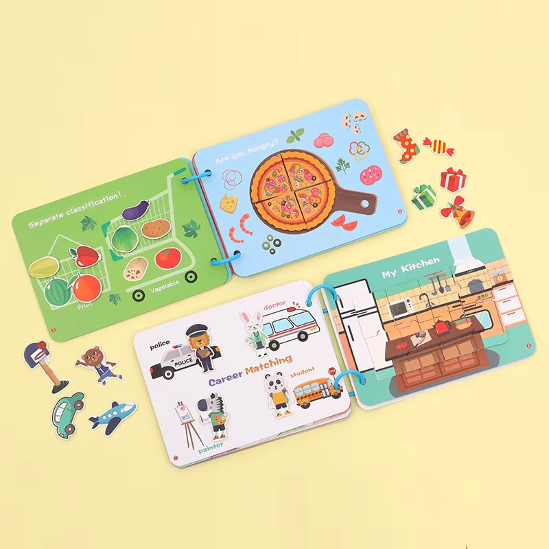 Montessori Baby Quiet Book Kid Busy Book Educational Toy Logical Life Ability Sorting Match Game Baby Sticker Toy