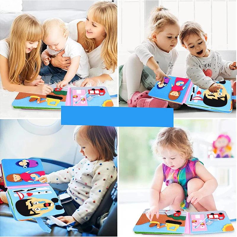 Montessori Baby Busy Board 3D Toddlers Story Cloth Book Sensory Toys for Babies Education Habits Toys Books for Kids from 0-3