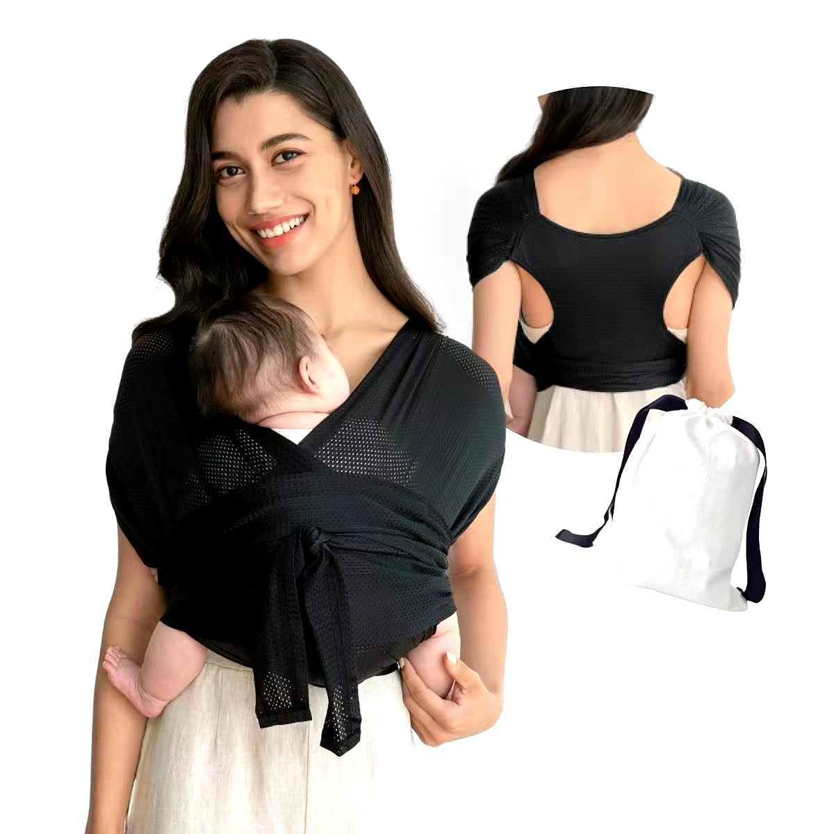 Baby Wrap Carrier for Summer Mesh Infant Carrier Solid Baby Sling Hand Free Baby Carrier Sling Baby Carrier Wrap for Newborn