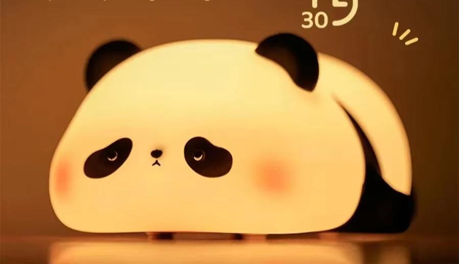 Cute Panda LED Night Light Soft Silicone Lamp Rechargeable Table Night Lamp Dimmable Bedroom Sleeping Night Lights for Kids Gift