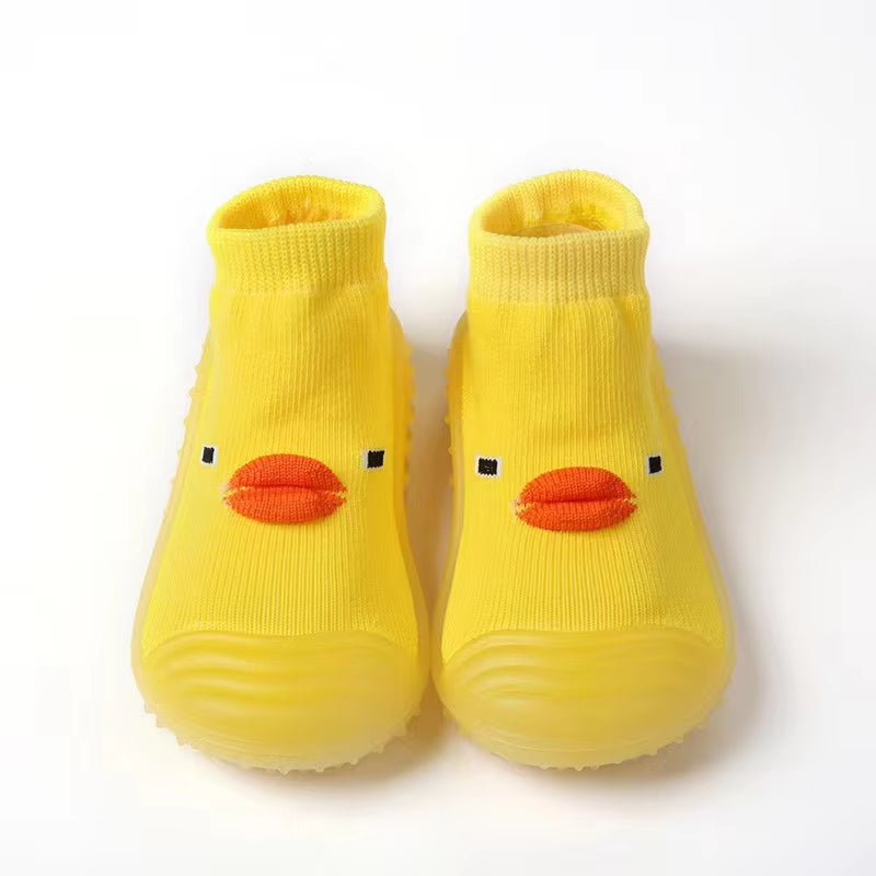 Spring Autumn Toddler First Walker Baby Girls Boys Non-Skid Cartoon Ducks Sock Shoes Kids 1-3Y Candy Color Cotton Floor Shoes