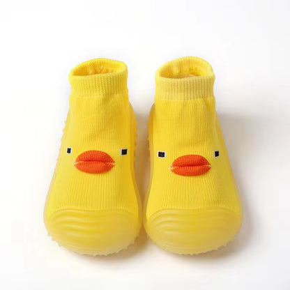 Spring Autumn Toddler First Walker Baby Girls Boys Non-Skid Cartoon Ducks Sock Shoes Kids 1-3Y Candy Color Cotton Floor Shoes