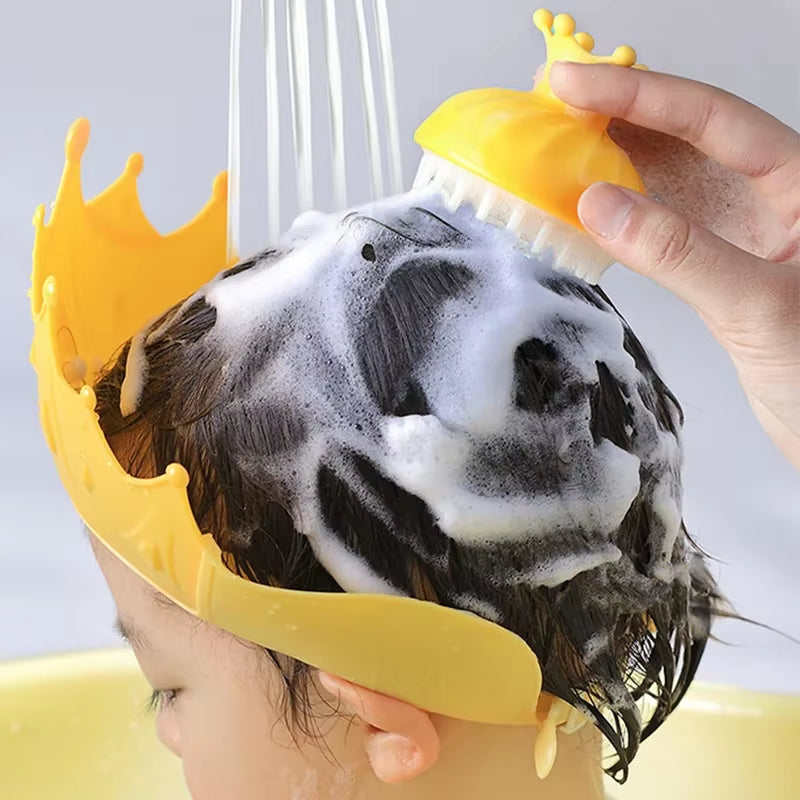 Baby Swim Shower Cap Bath Shampoo Cup Adjustable Eye Protection Head Water Cover Baby Care Wash Hair Shower Cap for 0-6Y Kids