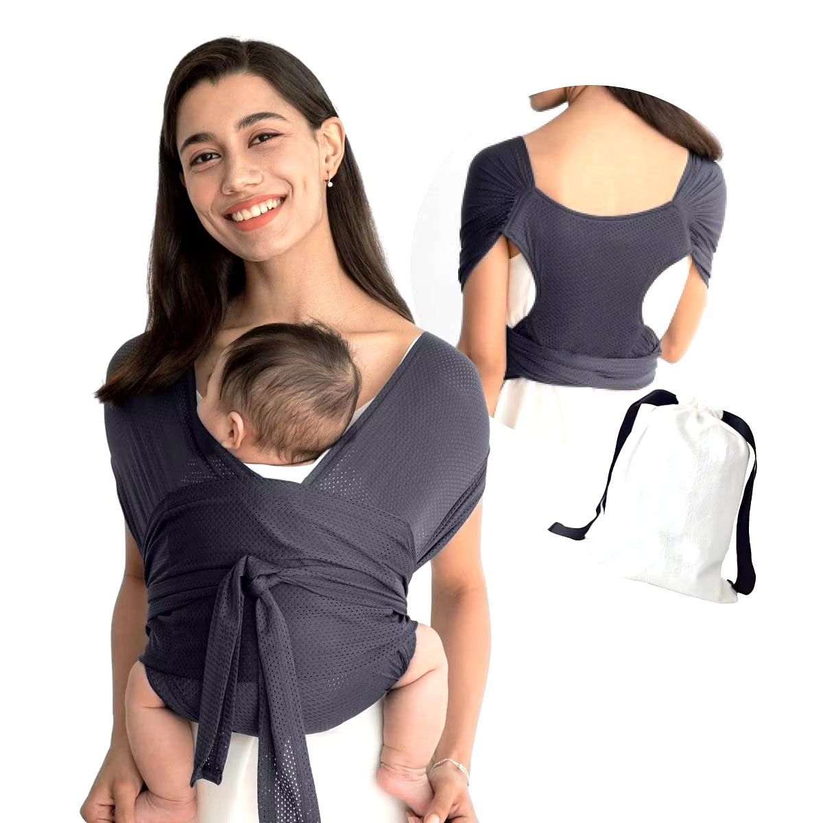 Baby Wrap Carrier for Summer Mesh Infant Carrier Solid Baby Sling Hand Free Baby Carrier Sling Baby Carrier Wrap for Newborn