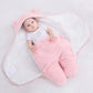 Winter Newborn Male and Female Babies Sleep in Coral Plush Embracing Clothes 3M-6M