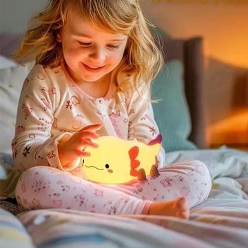 Cute Axolotl Night Light Silicone Nursery Sleeping Lamp Control Nightlights USB Rechargeable Table Lamp Baby Child