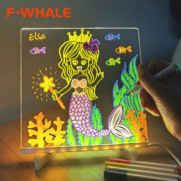 Personalized LED Lamp Acrylic Message Note Board Erasable USB Children‘S Drawing Board Bedroom Night Light Birthday Kids Gift