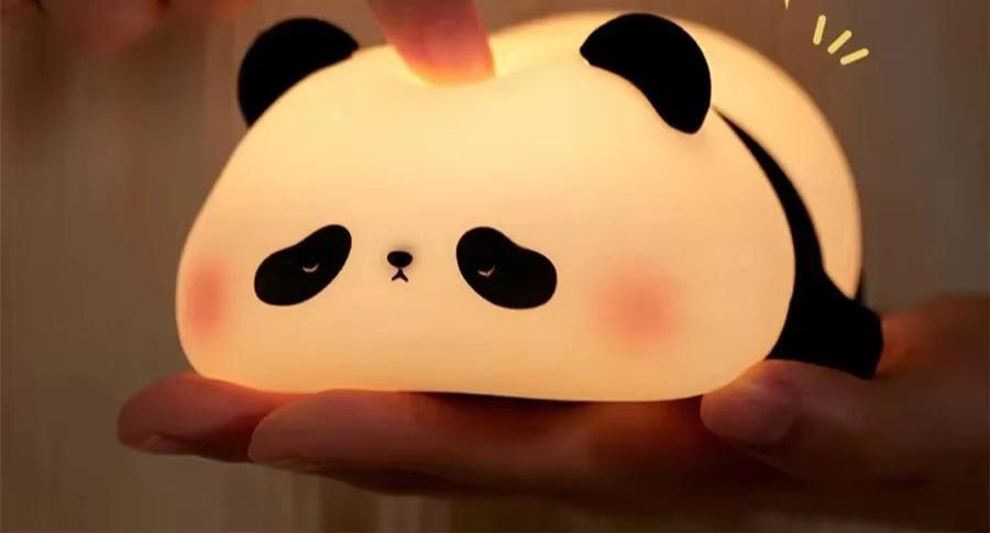 Cute Panda LED Night Light Soft Silicone Lamp Rechargeable Table Night Lamp Dimmable Bedroom Sleeping Night Lights for Kids Gift