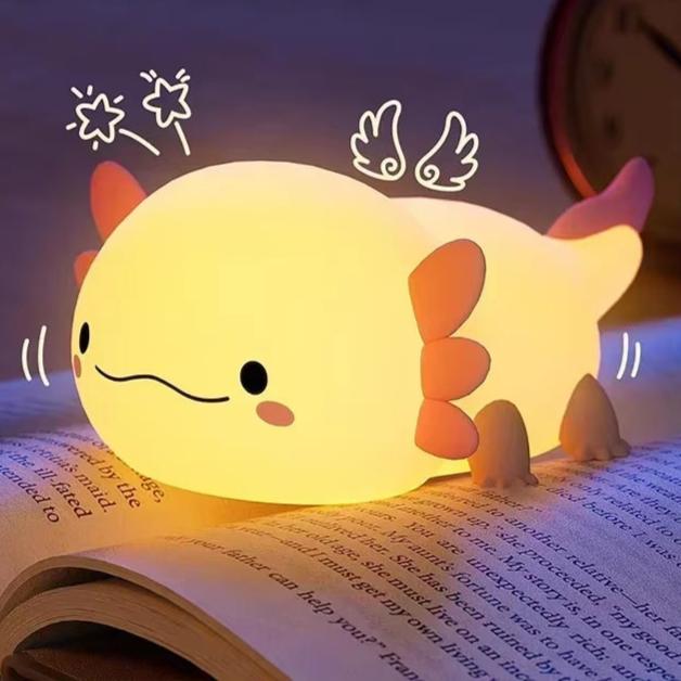 Cute Axolotl Night Light Silicone Nursery Sleeping Lamp Control Nightlights USB Rechargeable Table Lamp Baby Child