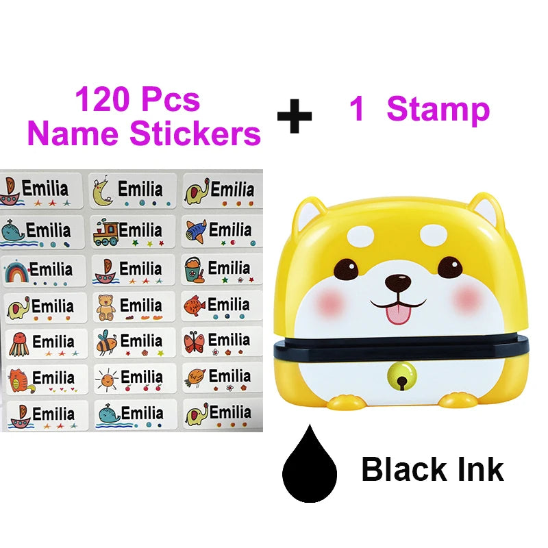 Customized Name Stamp Paints Personal Student Child Baby Engraved Waterproof Non-Fading Kindergarten Name Seal Black White Ink