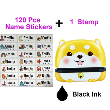 Customized Name Stamp Paints Personal Student Child Baby Engraved Waterproof Non-Fading Kindergarten Name Seal Black White Ink