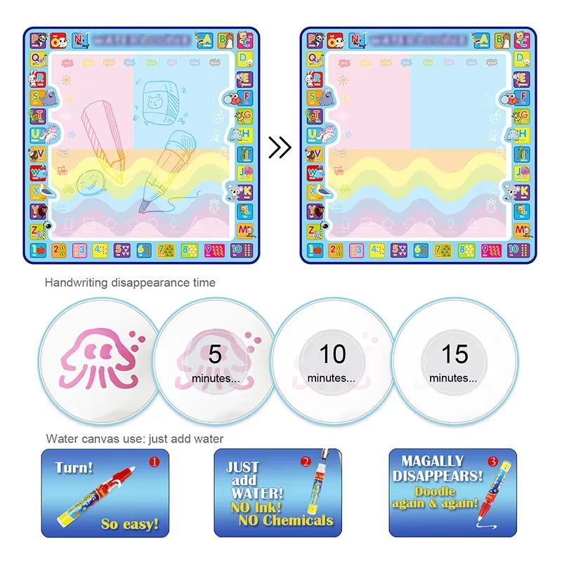 Oversized Magical Water Canvas Pens Montessori Toys Learning Blanket Writing Children Drawing Repeated Graffiti Painting Kid Toy