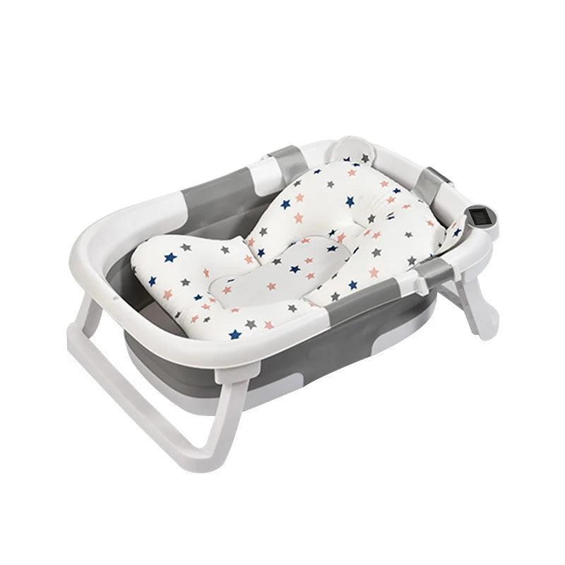 Real-Time Temperature Silicone Baby Take a Bath Bathtub Non-Slip Foot Bath Bucket Folding Bathroom with Temperature Sensing