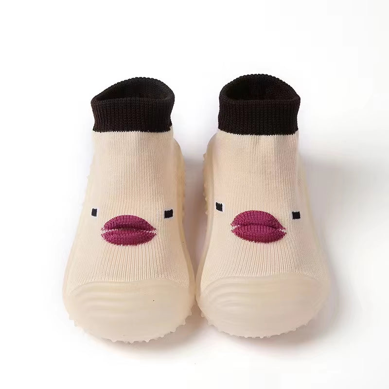 Spring Autumn Toddler First Walker Baby Girls Boys Non-Skid Cartoon Ducks Sock Shoes Kids 1-3Y Candy Color Cotton Floor Shoes