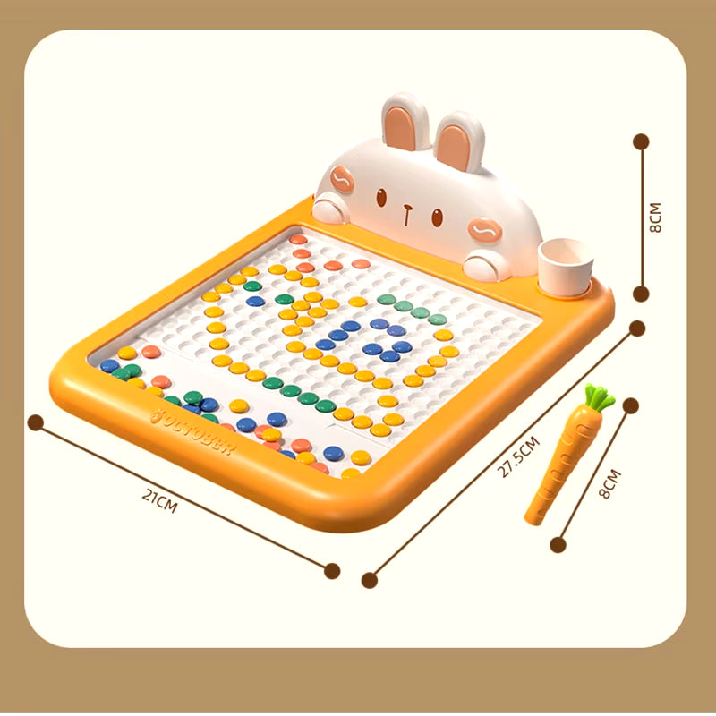 Rabbit Magnetic Drawing Board Carrot Magnet Pen Kids Reusable Drawing Toys Baby Beads Painting Doodle Sketch Pad Children Gifts