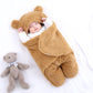 Winter Newborn Male and Female Babies Sleep in Coral Plush Embracing Clothes 3M-6M