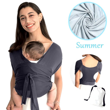 Baby Wrap Carrier for Summer Mesh Infant Carrier Solid Baby Sling Hand Free Baby Carrier Sling Baby Carrier Wrap for Newborn