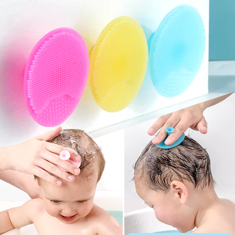 1PC Silicone Shampoo Brush for Baby Infant Bathing Soft Silicone Boys Kids Shower Brush Head Hair Washing Massage Brushes Wipe